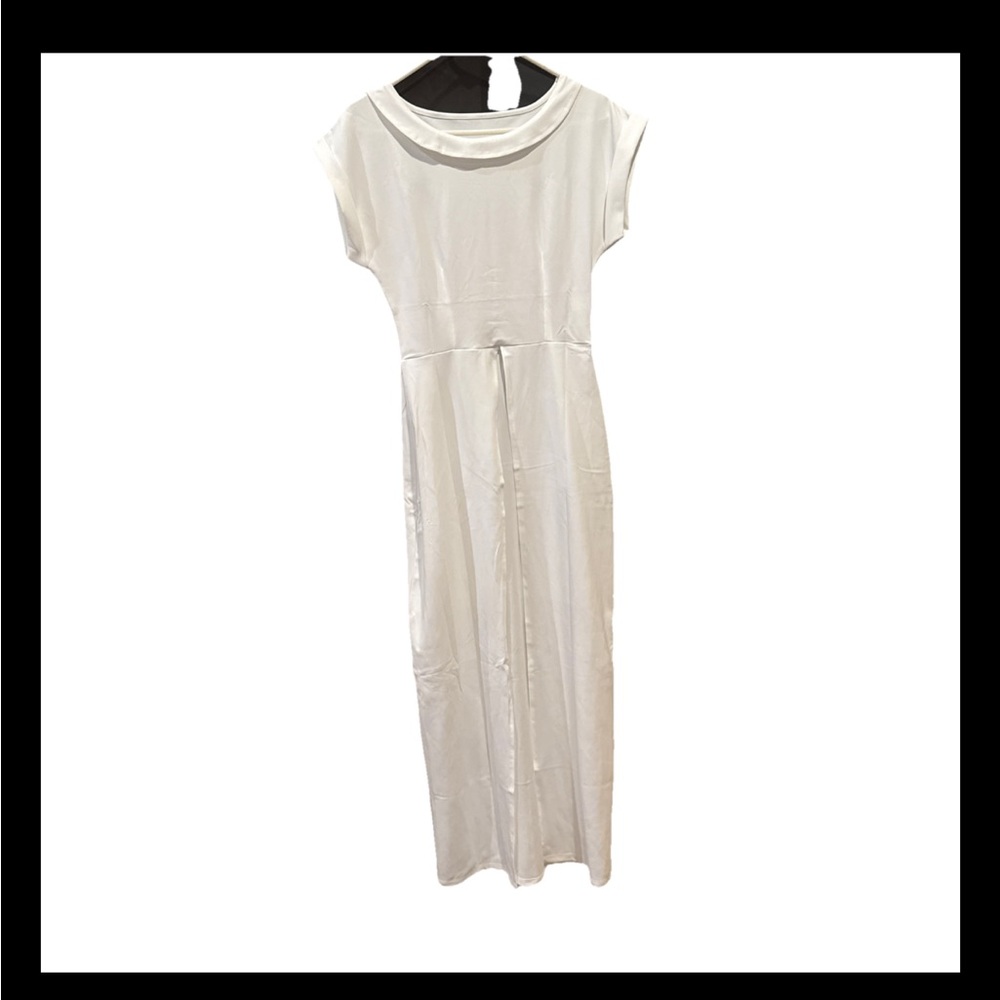 Small New Elegant White Dress or summer coverup with front slit